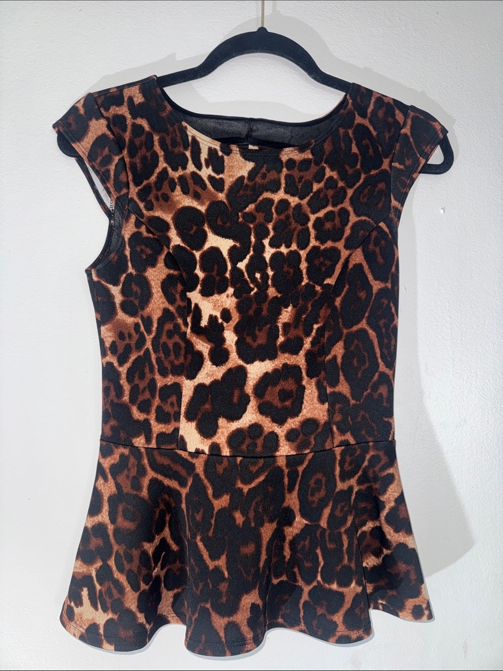 Vintage Charlotte Russe Leopard Print Peplum Top - Brown/Black